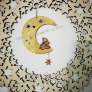 décoration murale, L’ours à la pêche aux étoiles (vendu)